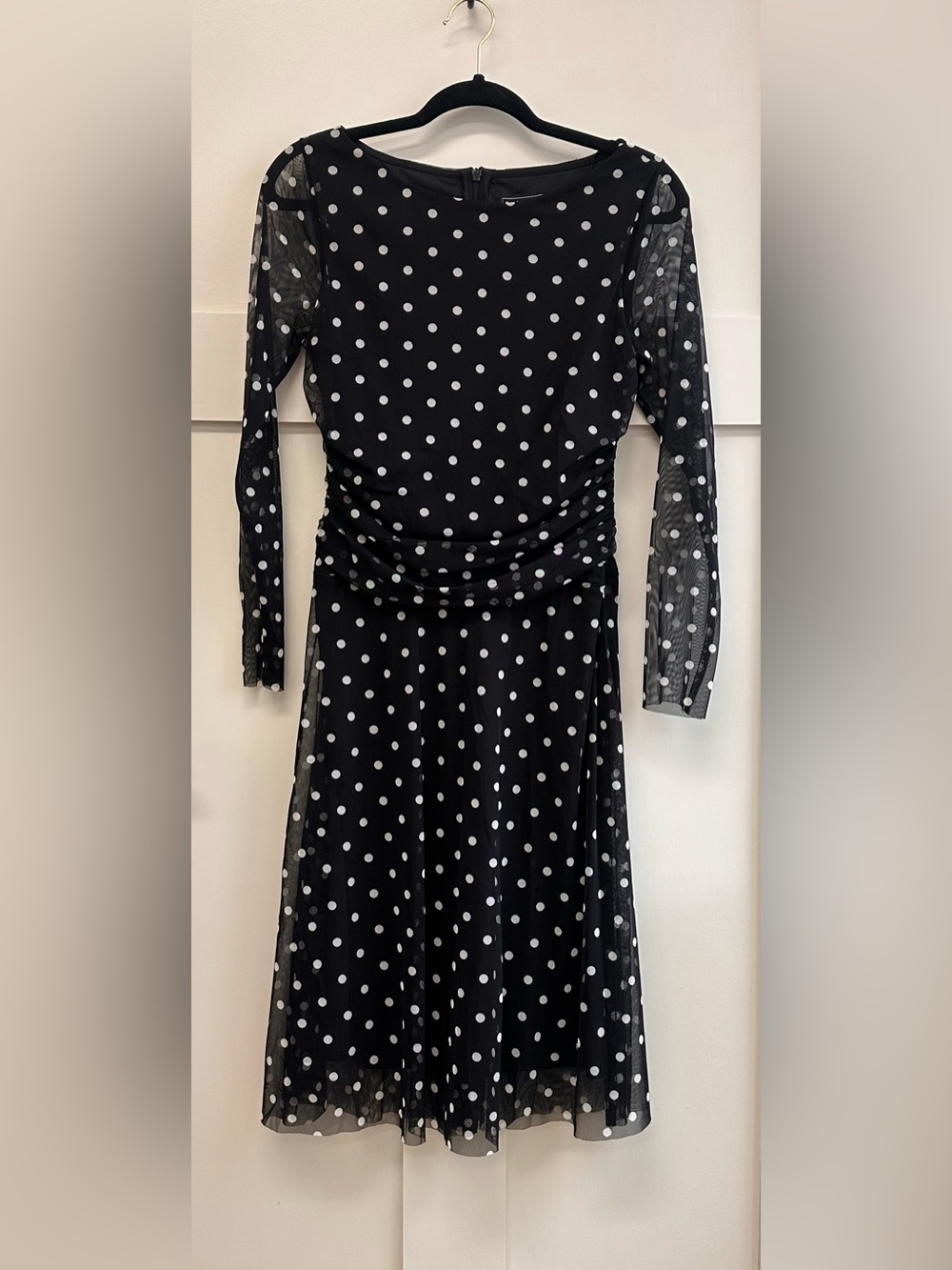 Polka Dot Long Sleeve A-Line Dress